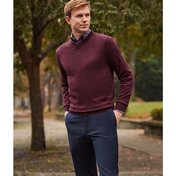 NWT Daniel Cremieux Men Signature V-Neck 100% merino wool sweater  maroon color - Picture 7 of 7